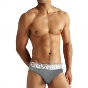 Slip Calvin Klein Hombre Steel Blateado Blanco Gris